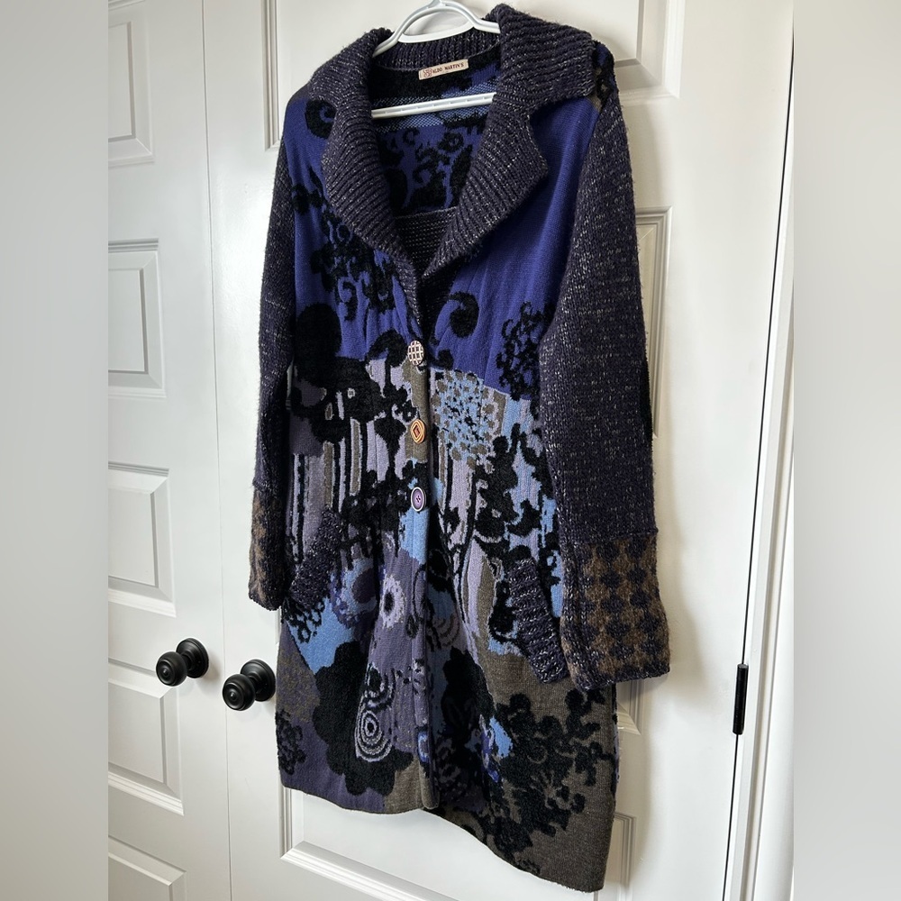 Aldo Martins Wool Alpaca Boho Artisan Knit Long Cardigan - Picture 2 of 9